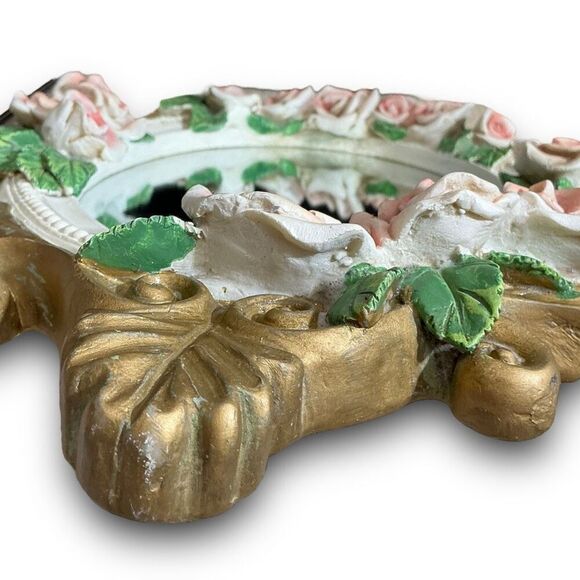 Floral Oval Wall Mirror with Pink Roses - Picture 9 of 14